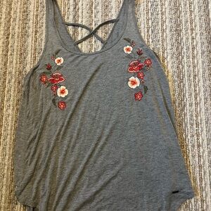 Hollister Gray Embroidered Tank